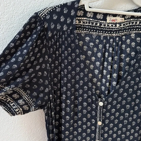 Faherty Orinda Maxi Dress Boho Tiered Cottagecore Festival Button Front